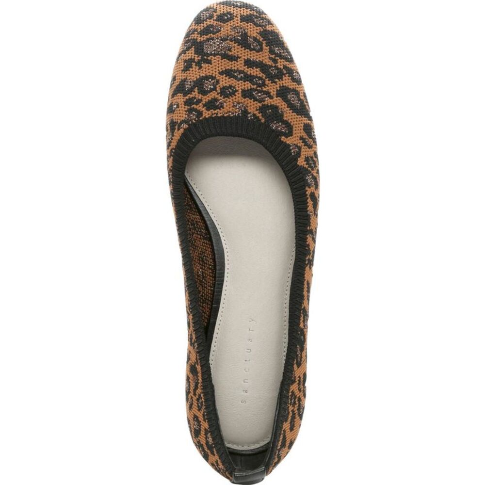 SANCTUARY Womens Brown Leopard Print Social Slip On Leather Ballet Flats 6 M - Picture 2 of 3